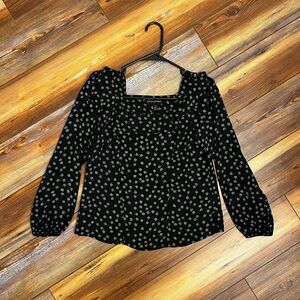 Banana Republic Black daisy  Square-Neck Blouse